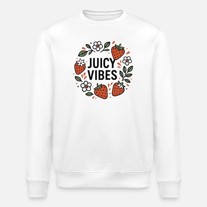 Juicy Vibes - Sommerdesign mit Erdbeeren - Stanley/Stella Unisex Bio-Sweatshirt ROLLER - Weiß