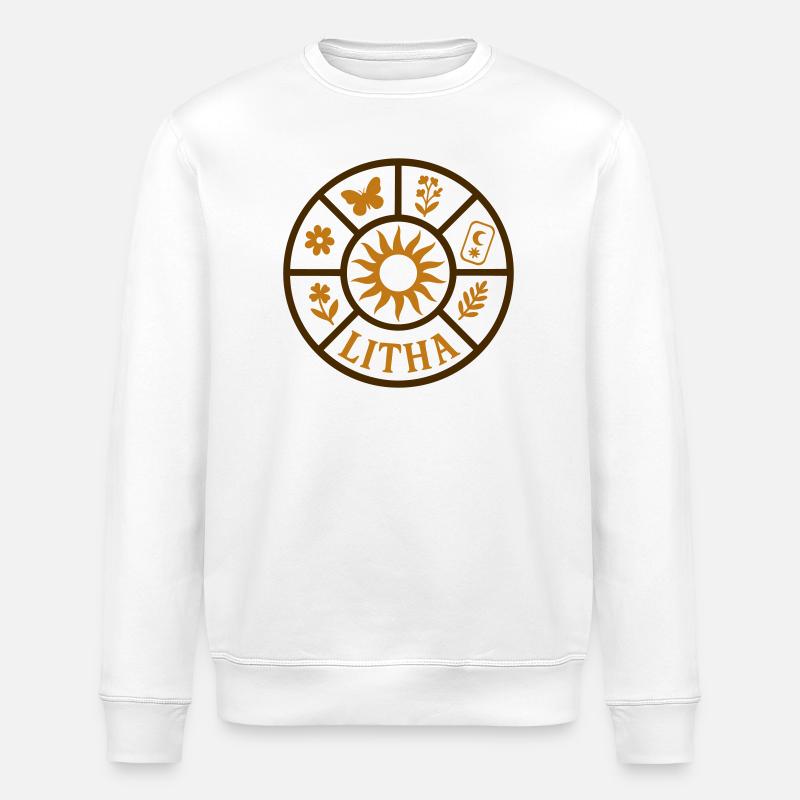 Litha Sonnenrad - Symbole des Sommerfests - Stanley/Stella Unisex Bio-Sweatshirt ROLLER - Weiß