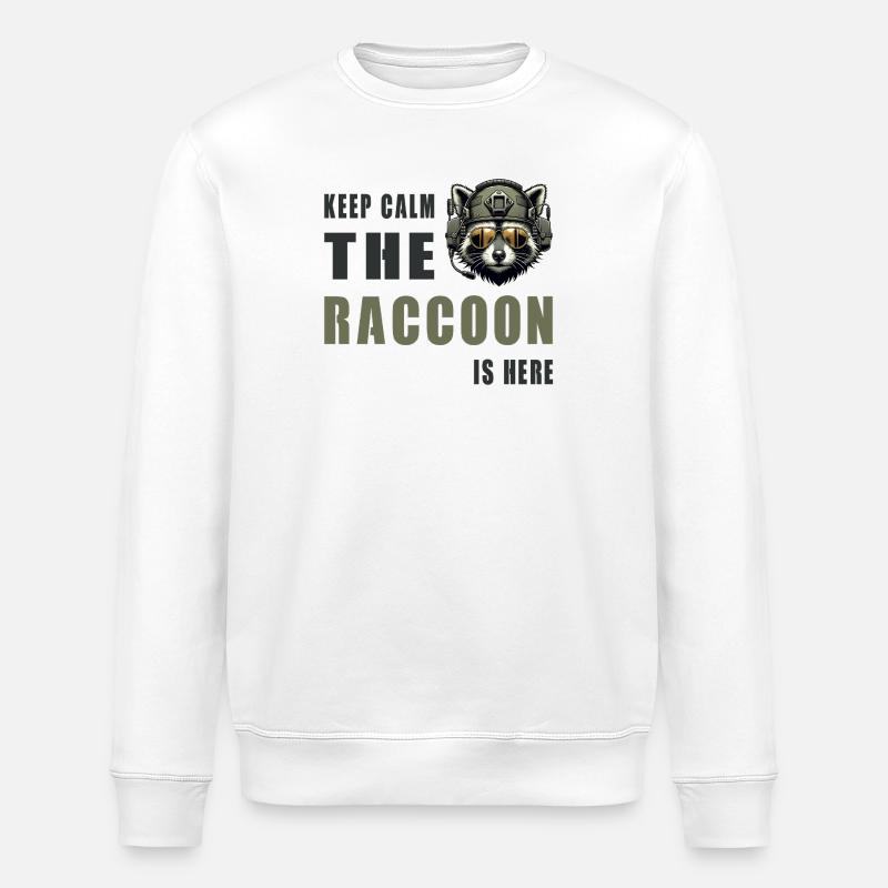 Keep Calm Raccoon Is Here - Stanley/Stella ROLLER Unisex Organic Sweatshirt - white