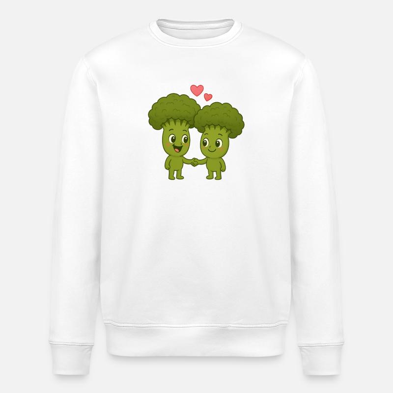 Mignon brocoli avec des cœurs - Sweat bio ROLLER Stanley/Stella Unisexe - blanc