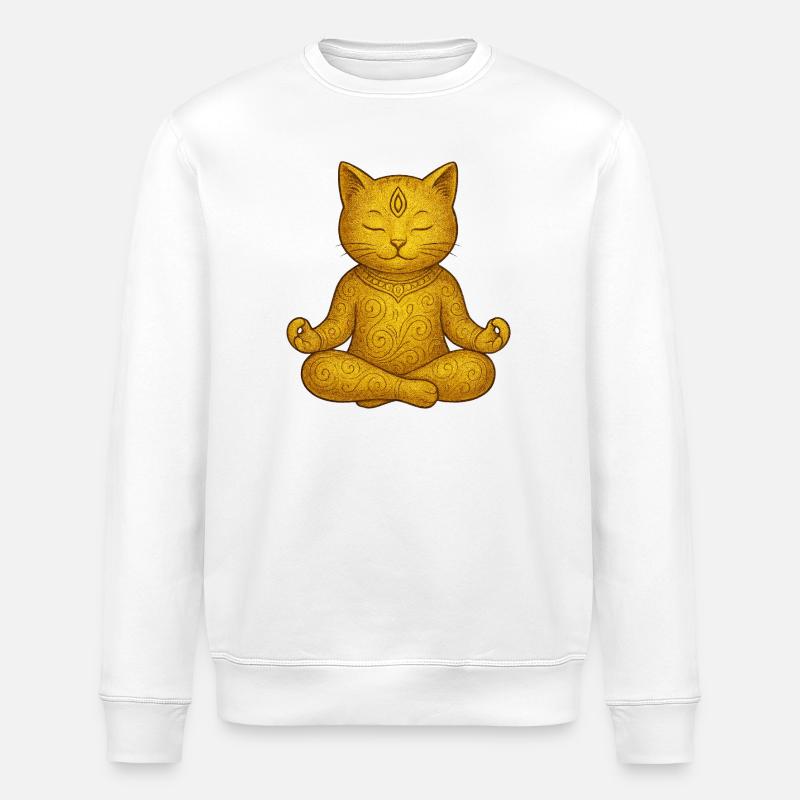 Yoga Katze - Stanley/Stella Unisex Bio-Sweatshirt ROLLER - Weiß