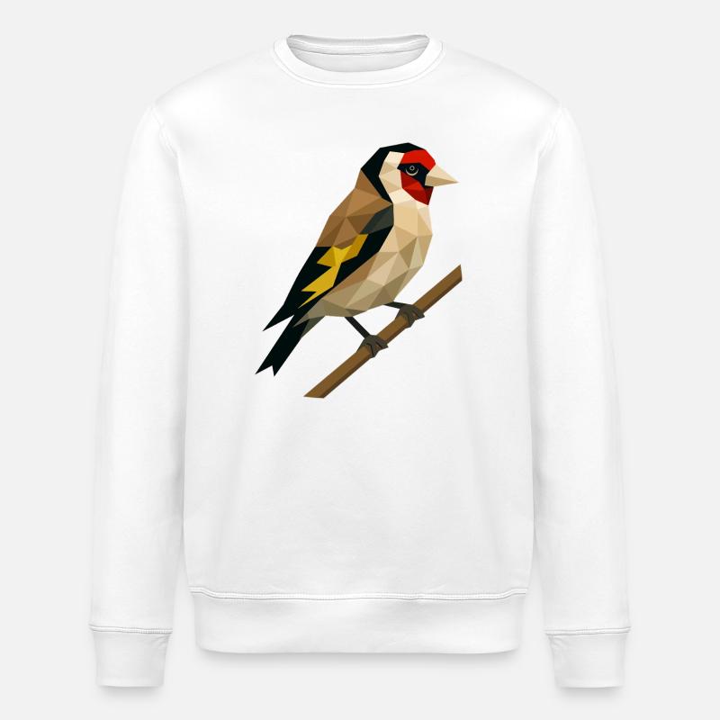 Polygonal Goldfinch – Geometric Elegance - Stanley/Stella ROLLER Unisex Organic Sweatshirt - white
