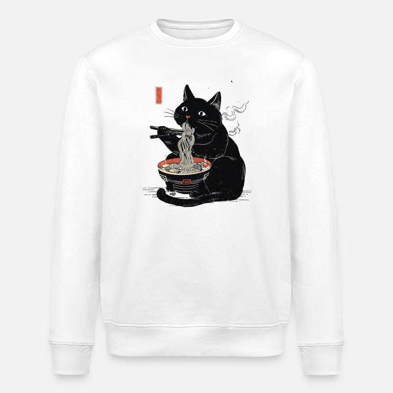 Ramen Kitty - Stanley/Stella ROLLER Unisex Organic Sweatshirt - white
