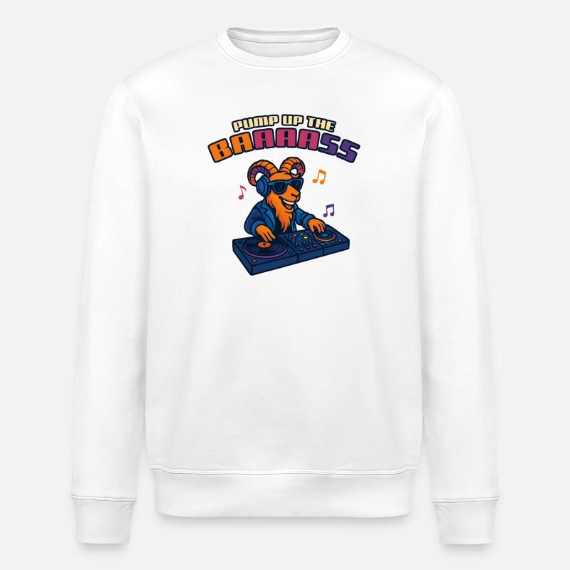 Goat DJ - Pump Up the Baaaass - Sweat bio ROLLER Stanley/Stella Unisexe - blanc