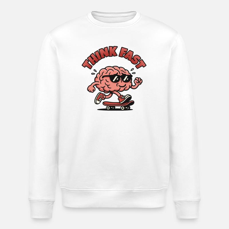 Denk an Fast Brain Skate. - Stanley/Stella Unisex Bio-Sweatshirt ROLLER - Weiß