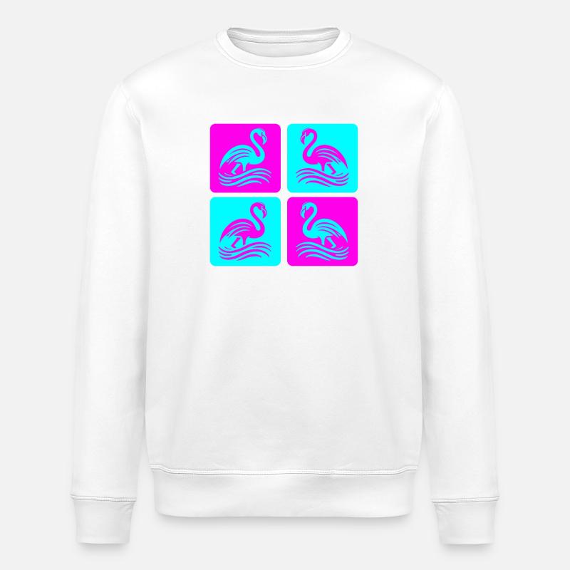 Flamant rose Vagues Pop Art - Sweat bio ROLLER Stanley/Stella Unisexe - blanc