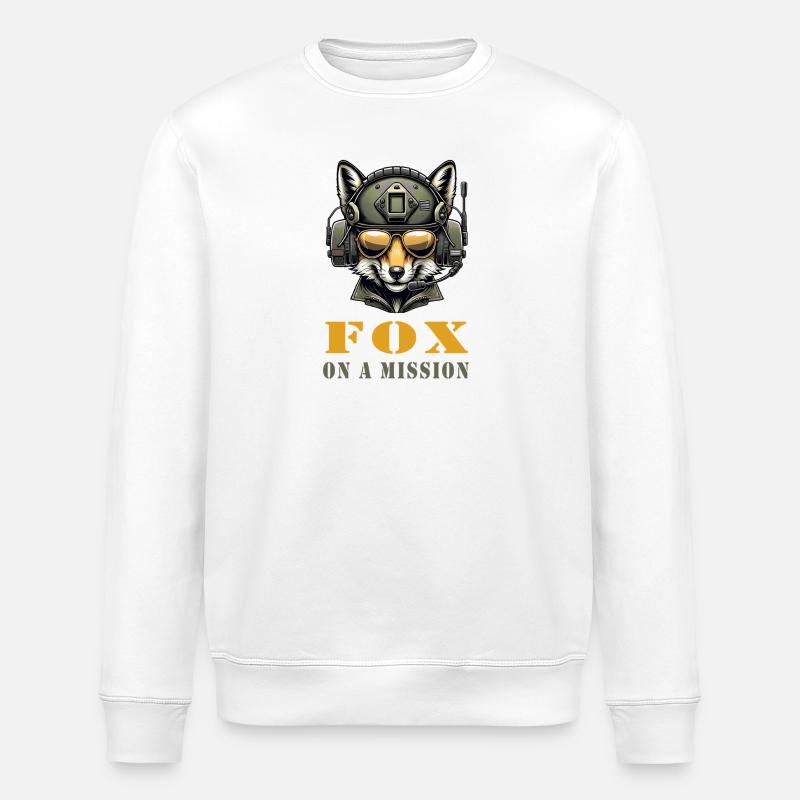 Fuchs in Mission / Militär - Stanley/Stella Unisex Bio-Sweatshirt ROLLER - Weiß