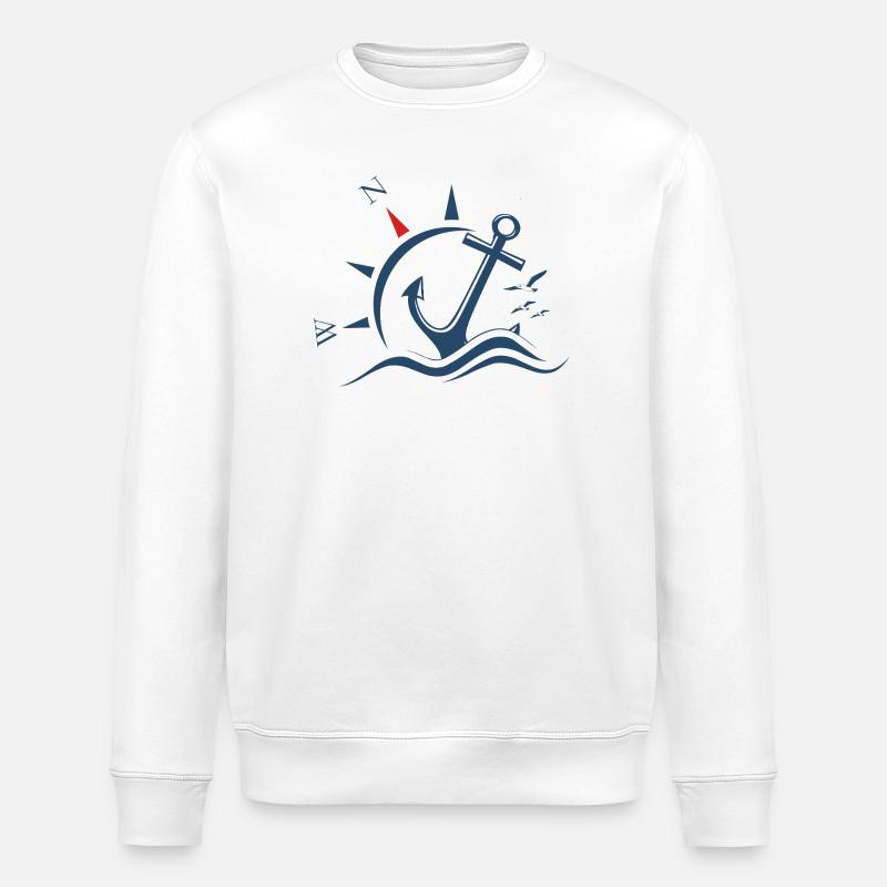 Ancre Boussole Vacances - Sweat bio ROLLER Stanley/Stella Unisexe - blanc
