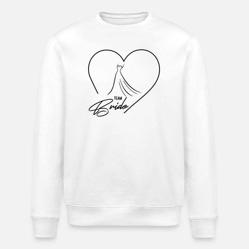 Team Bride! Heart & Wedding Dress, Customizable - Stanley/Stella ROLLER Unisex Organic Sweatshirt - white