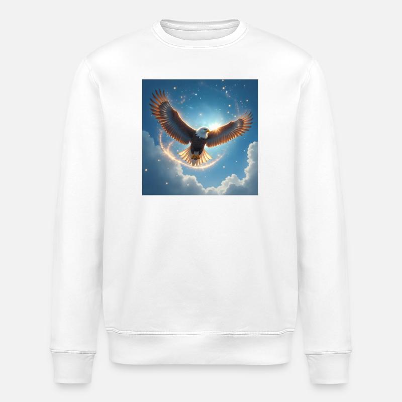 Power Animal Eagle in the Sky - Stanley/Stella ROLLER Unisex Organic Sweatshirt - white