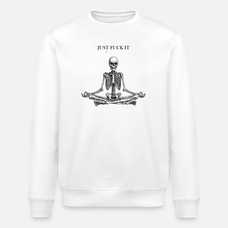 Meditating Skeleton - Stanley/Stella Unisex Bio-Sweatshirt ROLLER - Weiß