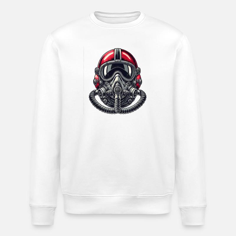 Piloten Helm Design - Stanley/Stella Unisex Bio-Sweatshirt ROLLER - Weiß