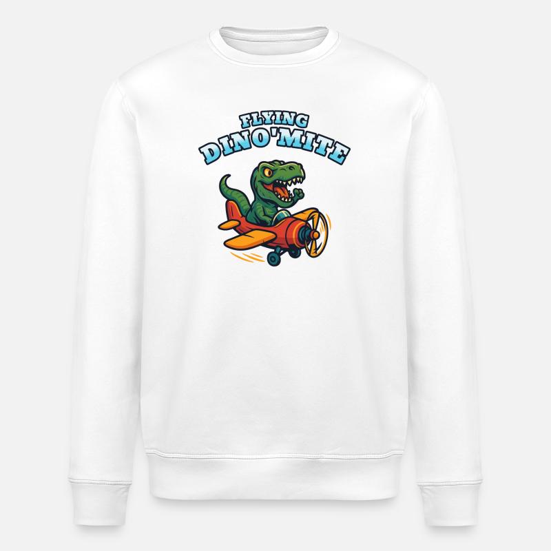 Fliegendes Dino'Mite-Flugzeug - Stanley/Stella Unisex Bio-Sweatshirt ROLLER - Weiß