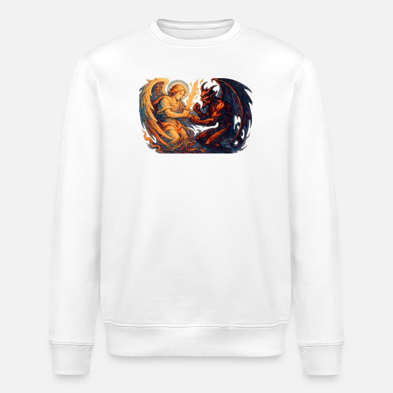 Celestial Archangel vs Infernal Beast - Stanley/Stella ROLLER Unisex Organic Sweatshirt - white