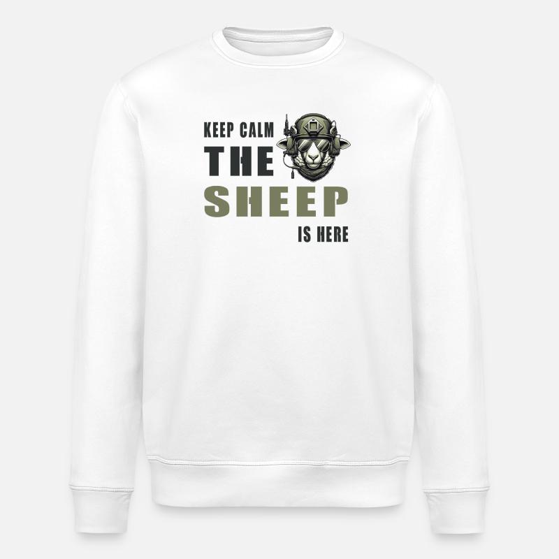 Mouton – Conception Keep Calm - Sweat bio ROLLER Stanley/Stella Unisexe - blanc