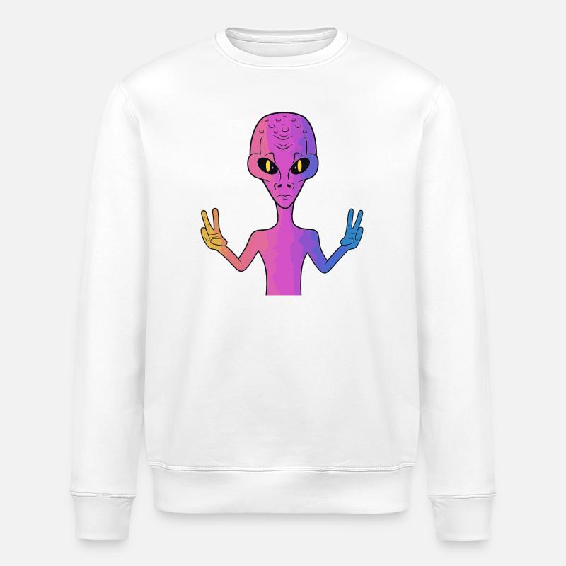 Peace Alien - Stanley/Stella Unisex Bio-Sweatshirt ROLLER - Weiß