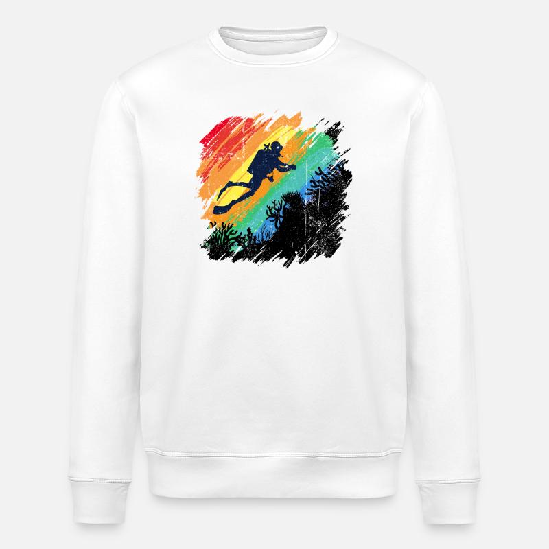 Illustration de plongeur sous-marin vif - Sweat bio ROLLER Stanley/Stella Unisexe - blanc