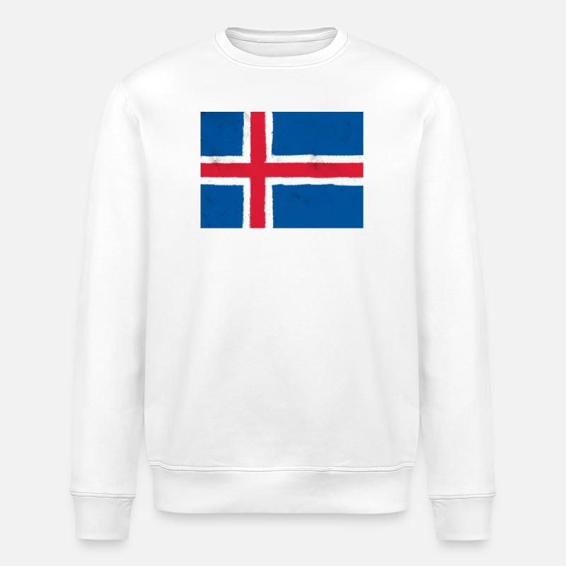 Drapeau de l’Islande - Sweat bio ROLLER Stanley/Stella Unisexe - blanc