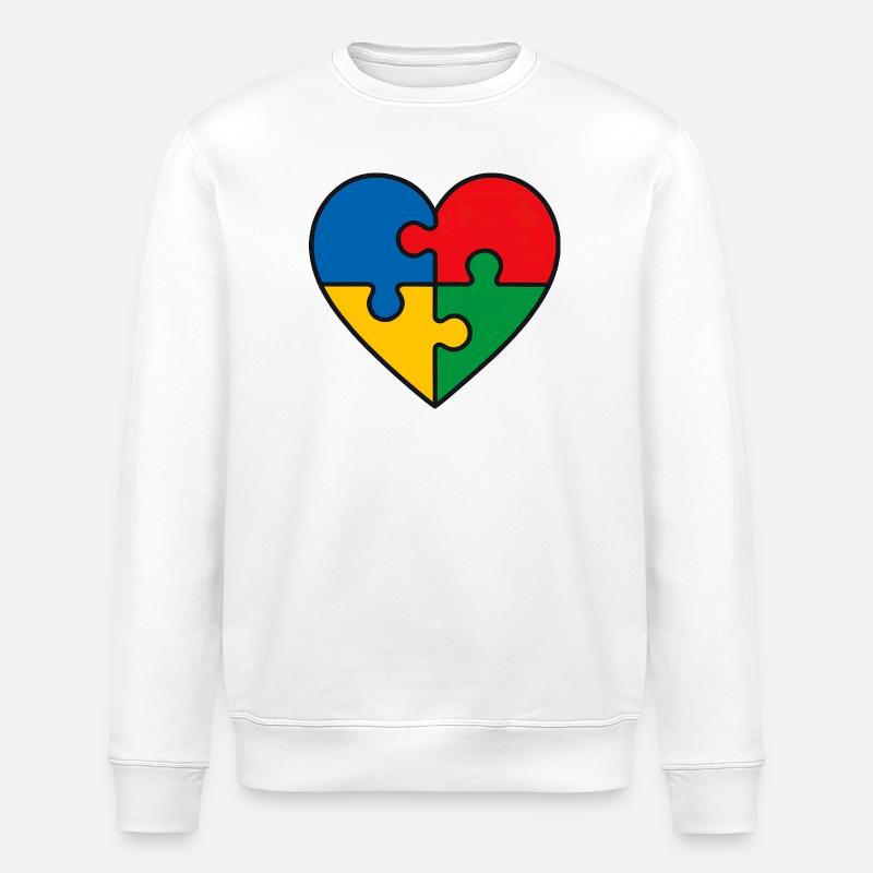Puzzle Herz - Stanley/Stella Unisex Bio-Sweatshirt ROLLER - Weiß