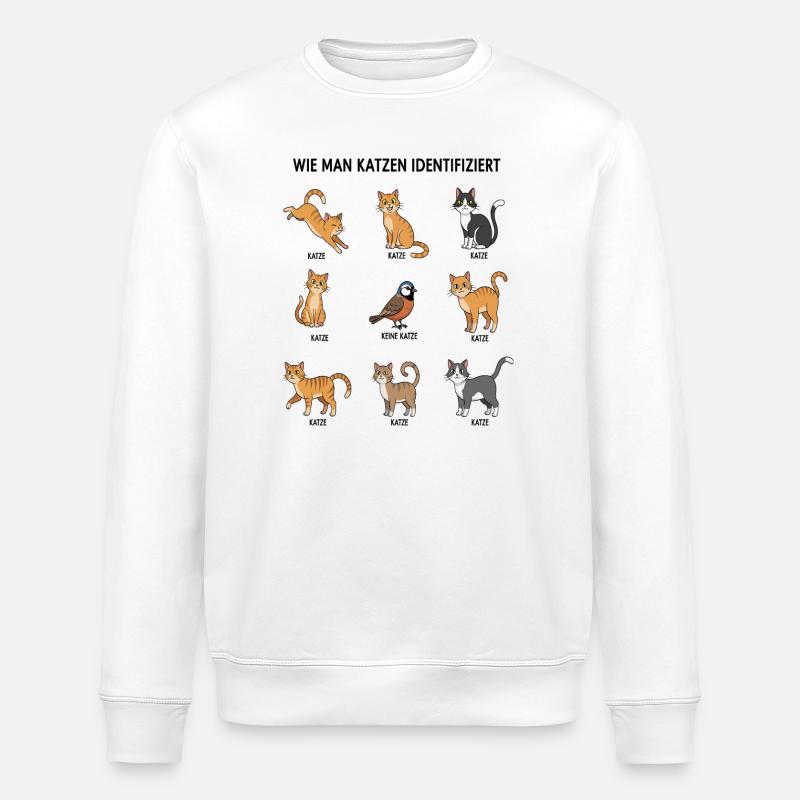 Cat Identification Guide - Stanley/Stella ROLLER Unisex Organic Sweatshirt - white