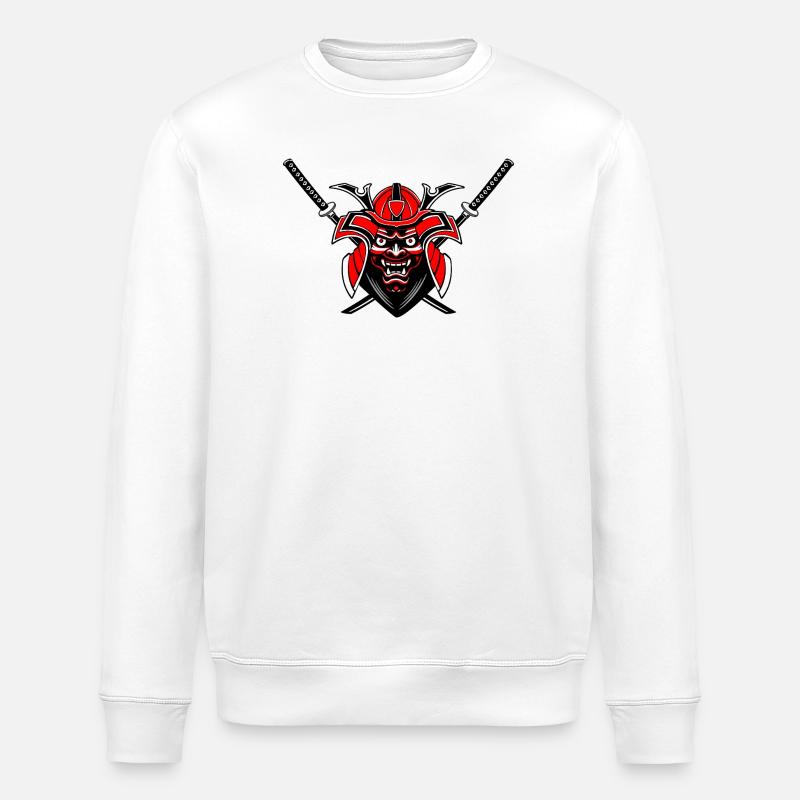 Menpō & Schwerter – Rot Schwarz Design - Stanley/Stella Unisex Bio-Sweatshirt ROLLER - Weiß