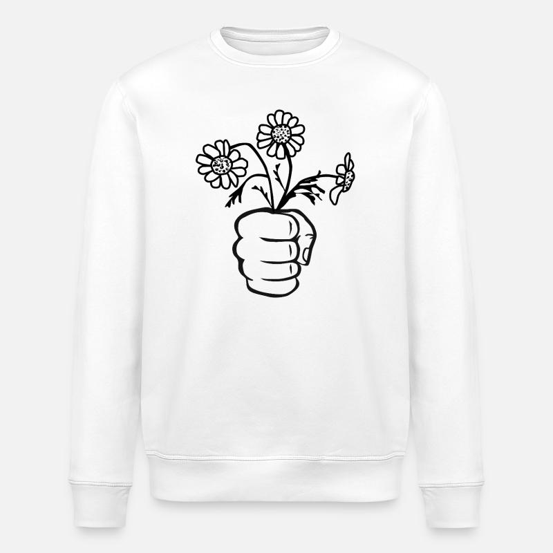Faust/Hand mit Blumenstrauß - Stanley/Stella Unisex Bio-Sweatshirt ROLLER - Weiß
