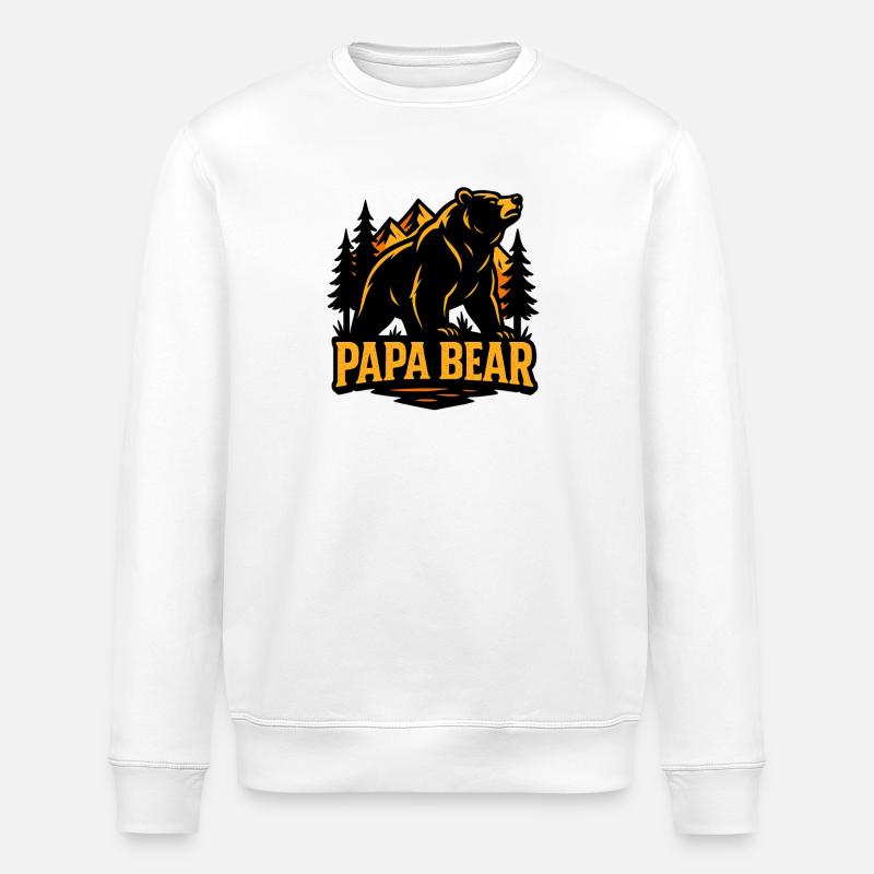 Papa Bear Mighty Forest Bear - Stanley/Stella ROLLER Unisex Organic Sweatshirt - white