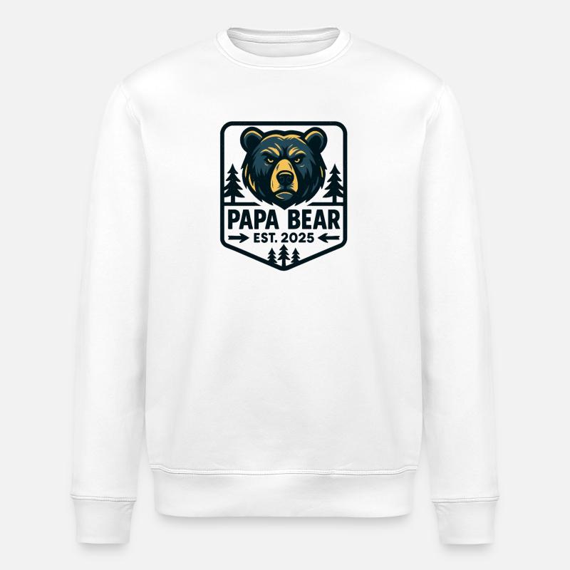 Papa Bear Est. 2025 - Sweat bio ROLLER Stanley/Stella Unisexe - blanc