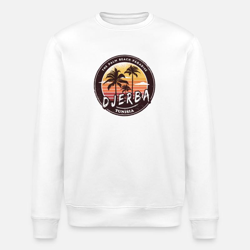 Djerba Tuneisen Palmier Design - Sweat bio ROLLER Stanley/Stella Unisexe - blanc