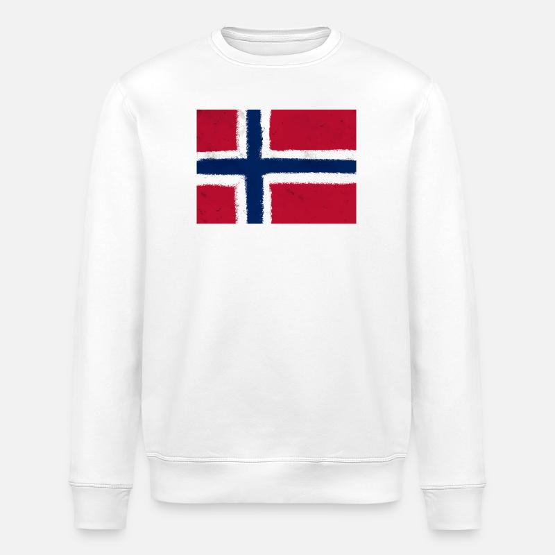 norsk flagg - Stanley/Stella ROLLER økologisk unisex-sweatshirt - hvit