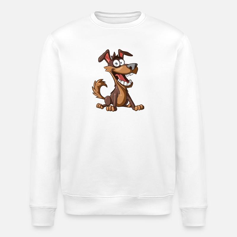 Chien de dessin animé joyeux - Sweat bio ROLLER Stanley/Stella Unisexe - blanc