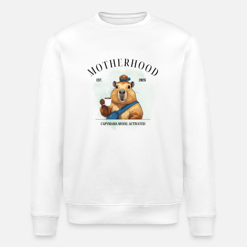 Mode Capymama activé – Motherhood 2026 - Sweat bio ROLLER Stanley/Stella Unisexe - blanc