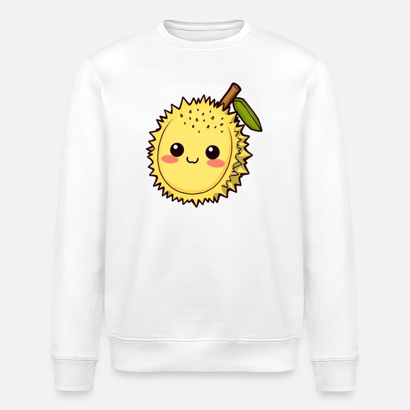 Durian Fruit Stinky Fruit - Stanley/Stella ROLLER Unisex Organic Sweatshirt - white