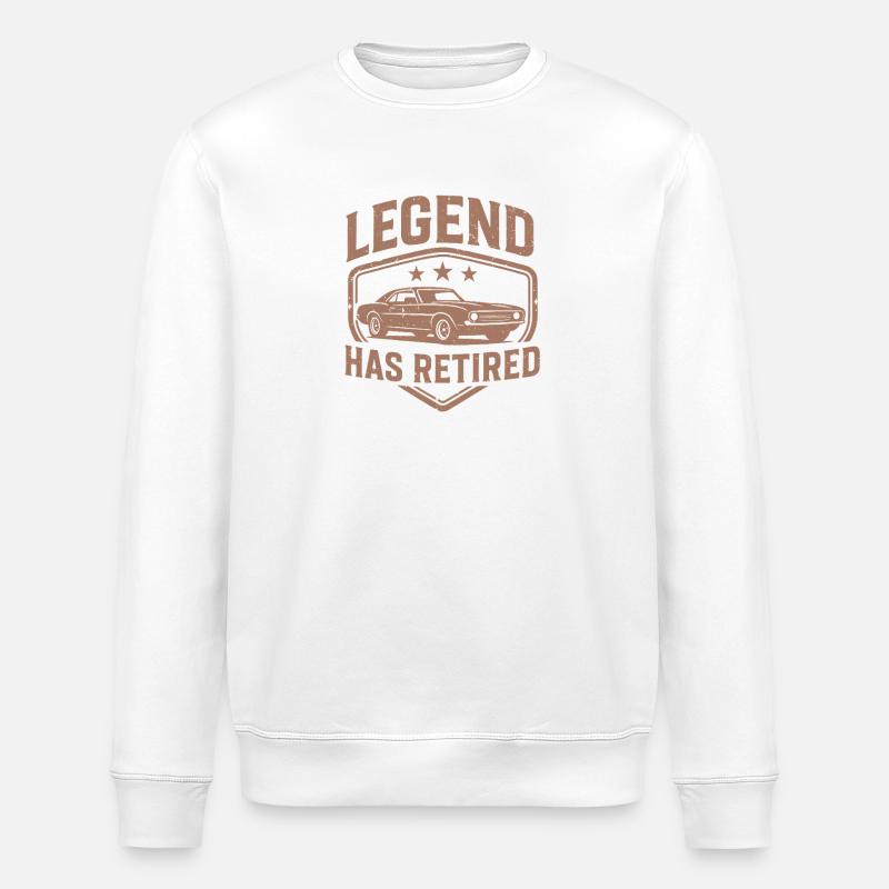 Legend Has Retired Retro Car - Stanley/Stella ROLLER Unisex Organic Sweatshirt - white