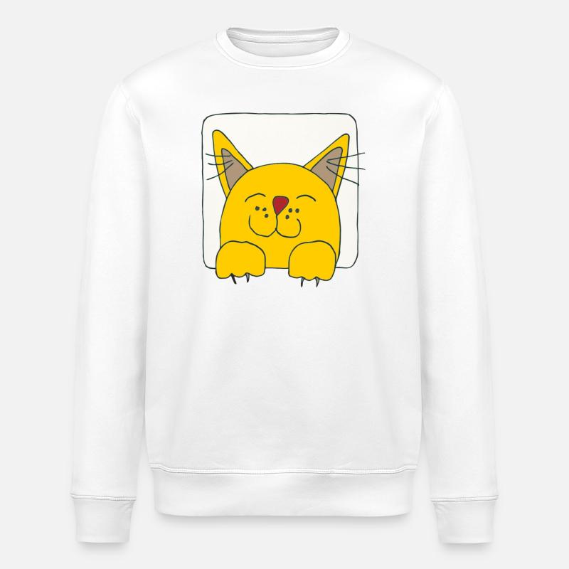 Chat au visage heureux - Sweat bio ROLLER Stanley/Stella Unisexe - blanc