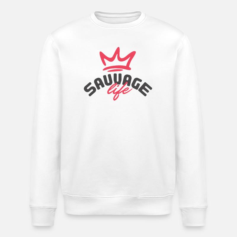 Savage Life  - Sweat bio ROLLER Stanley/Stella Unisexe - blanc