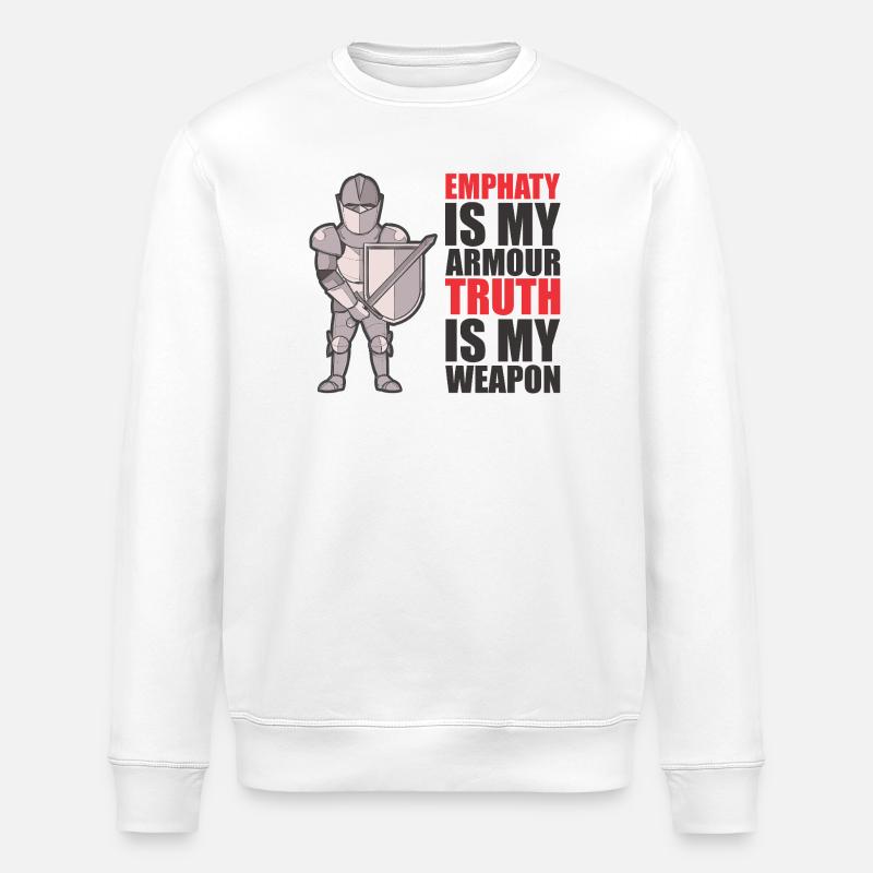 Chevalier avec armure et citation stimulante - Sweat bio ROLLER Stanley/Stella Unisexe - blanc