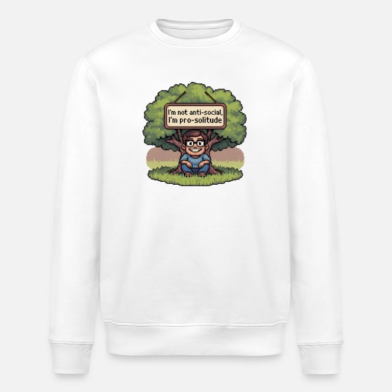 Pro Solitude Pixel Art Design - Sweat bio ROLLER Stanley/Stella Unisexe - blanc