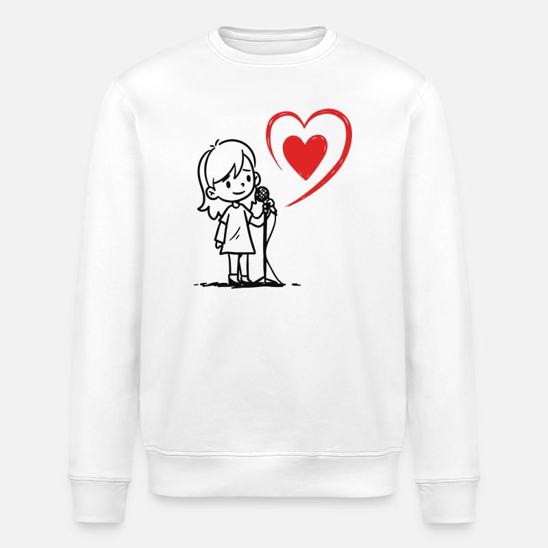 Mädchen singt mit einer Herznote - Stanley/Stella Unisex Bio-Sweatshirt ROLLER - Weiß