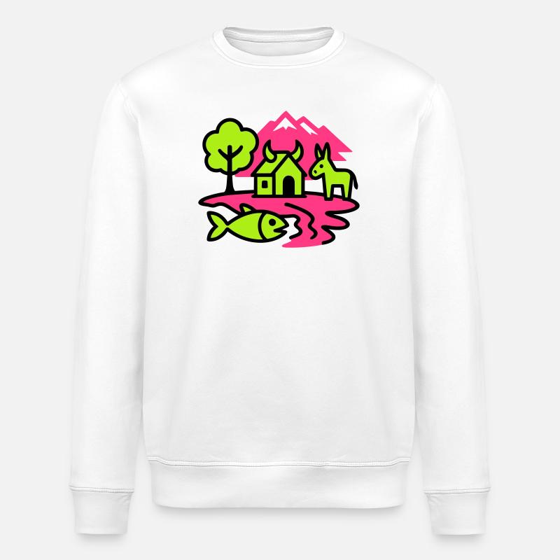 Naive Pop-Art Landschaft - Stanley/Stella Unisex Bio-Sweatshirt ROLLER - Weiß