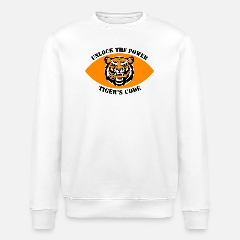 Conception dynamique de l’emblème du tigre - Sweat bio ROLLER Stanley/Stella Unisexe - blanc