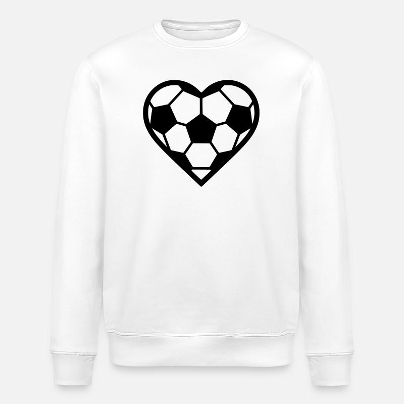 Fussball Herz schwarz - Stanley/Stella Unisex Bio-Sweatshirt ROLLER - Weiß