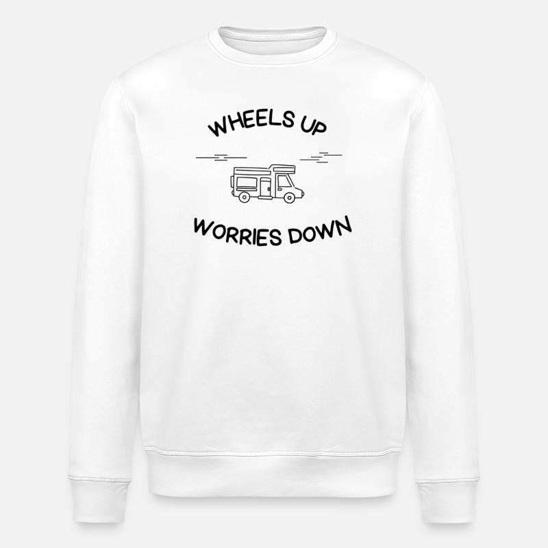 Wheels Up, Worries Down - Stanley/Stella ROLLER Unisex Organic Sweatshirt - white