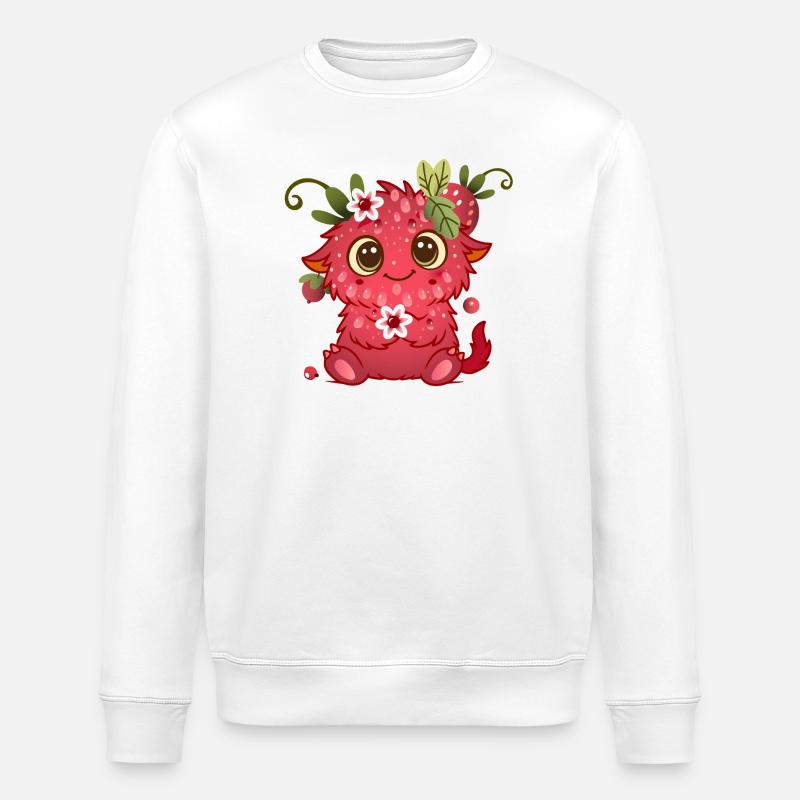 Cute monster in raspberry design - Stanley/Stella ROLLER Unisex Organic Sweatshirt - white