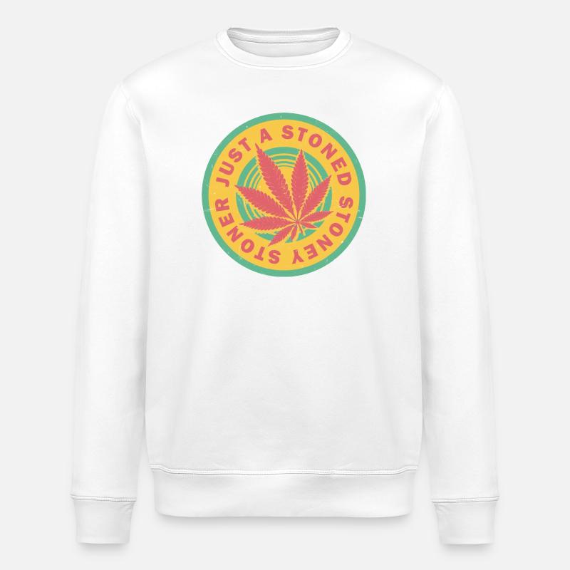 Lebendiges Cannabisblatt mit Retro-Kreisen - Stanley/Stella Unisex Bio-Sweatshirt ROLLER - Weiß
