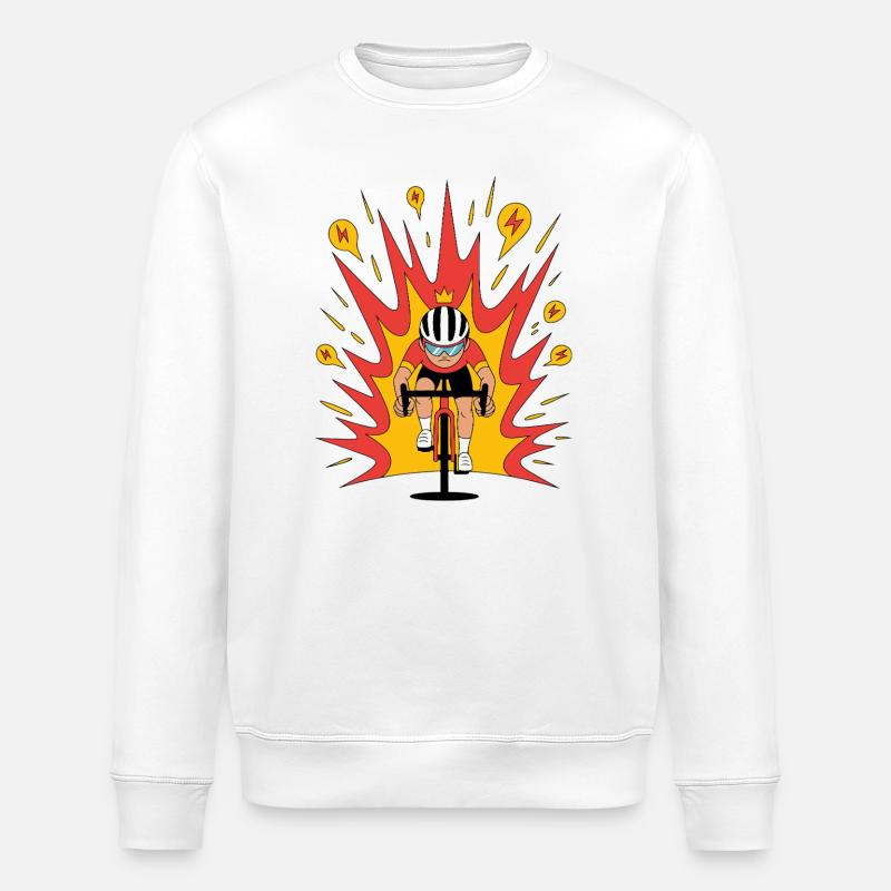Angriffsmodus Radfahrer Krone Karikatur - Stanley/Stella Unisex Bio-Sweatshirt ROLLER - Weiß