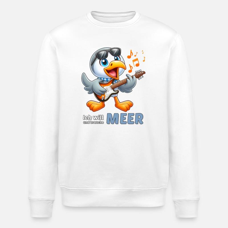 Oiseau de mer joyeux avec guitare - Sweat bio ROLLER Stanley/Stella Unisexe - blanc