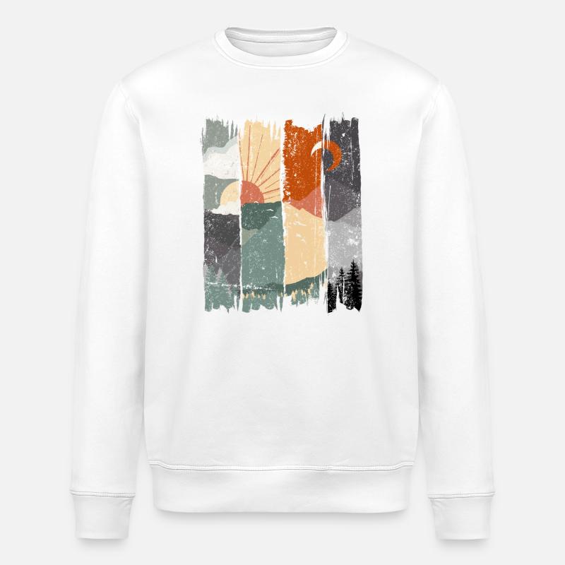 Abstrakte Sonnenuntergangslandschaft Illustration - Stanley/Stella Unisex Bio-Sweatshirt ROLLER - Weiß