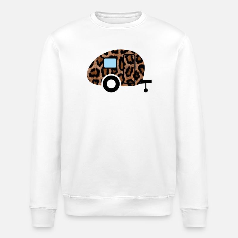 Wohnwagen Roulotte Léopard Tierliebe Camping Retro - Sweat bio ROLLER Stanley/Stella Unisexe - blanc