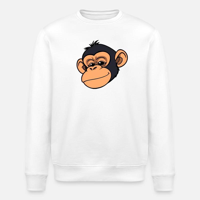 Monkey Chimpanzee - Stanley/Stella ROLLER Unisex Organic Sweatshirt - white
